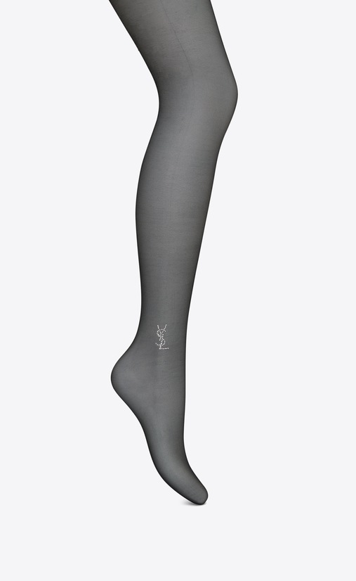 SAINT LAURENT RTW accessories Woman Sheer Black YSL Tights a_V4